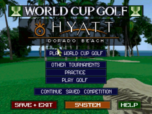 World Cup Golf: Hyatt Dorado Beach title screen for 3DO